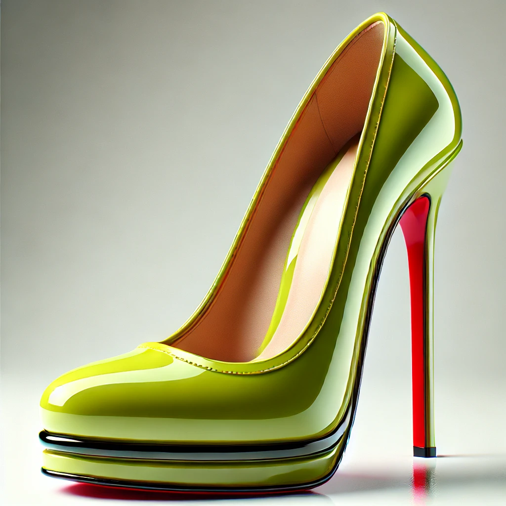 Green Latex Heel with Red Sole